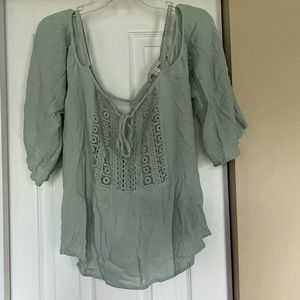 Plus Size Off the Shoulder Mint Green Blouse